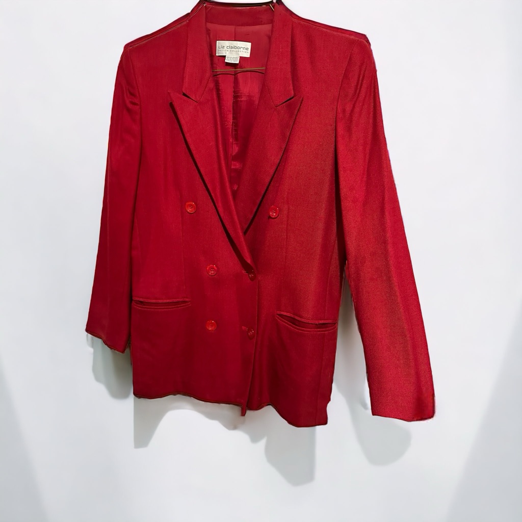 Vintage Liz Claiborne Red Double-Breasted Lapel Blazer10p